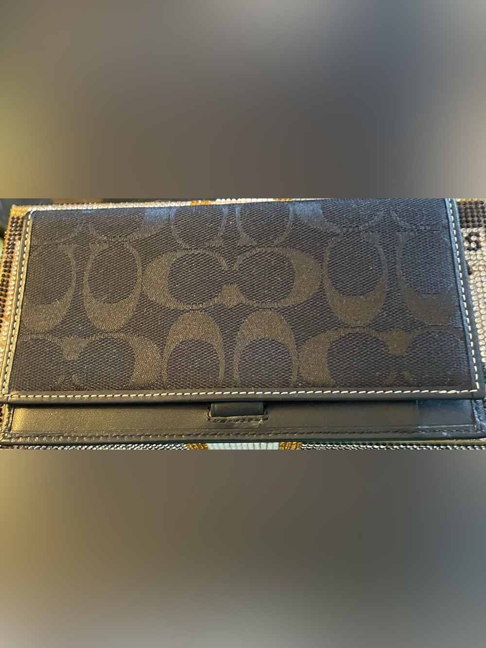 Coach Black Signature Canvas Trifold Wallet